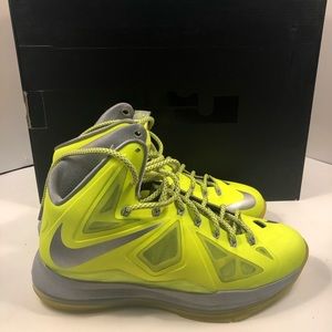 Nike Lebron X Mens Size 8.5 Volt Neon Yellow/Gray